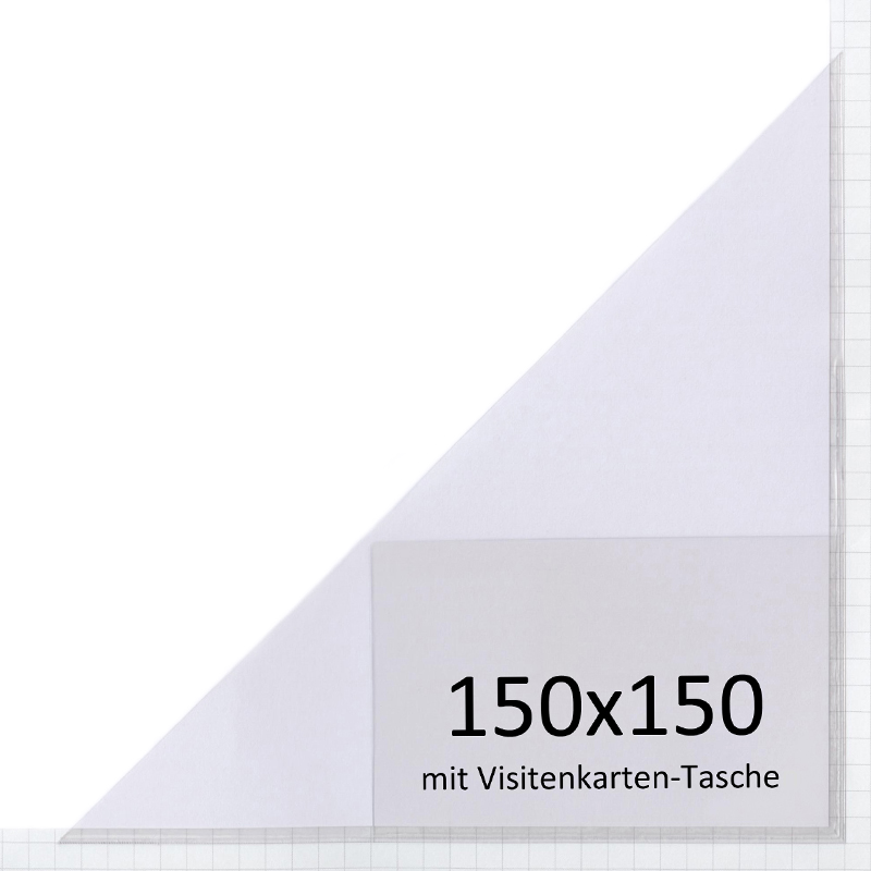 Dreiecktaschen 150 x 150 mm mit Visitenkartentasche rechts