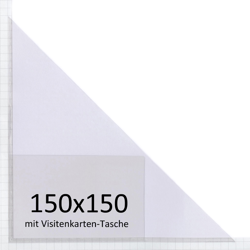 Dreiecktaschen 150 x 150 mm mit Visitenkartentasche links